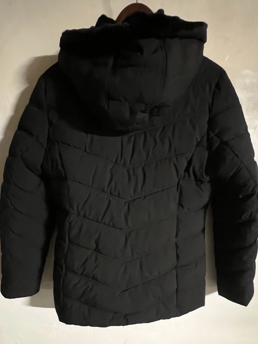 Nautica Black Hooded Puffer with Faux-Fur Trim - Picture 3 of 7